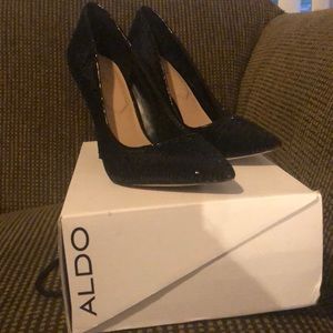 Aldo Black Stessy Sequin Heels